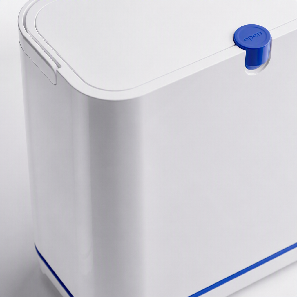 【CL】26Q3#3600 White with blue border, smart medical multi-functional trash can for sanitation, large capacity, durable and environmentally friendly design Specification image
