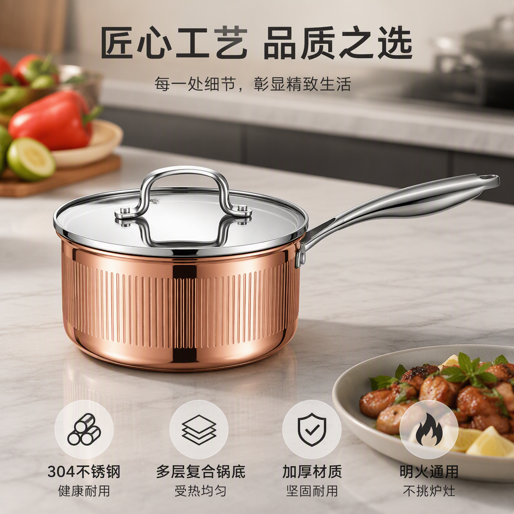 Cacerola de acero inoxidable multifuncional para el hogar guisado olla olla cocina esencial resistente al calor y durable gran capacidad HRS1129-1 details Picture