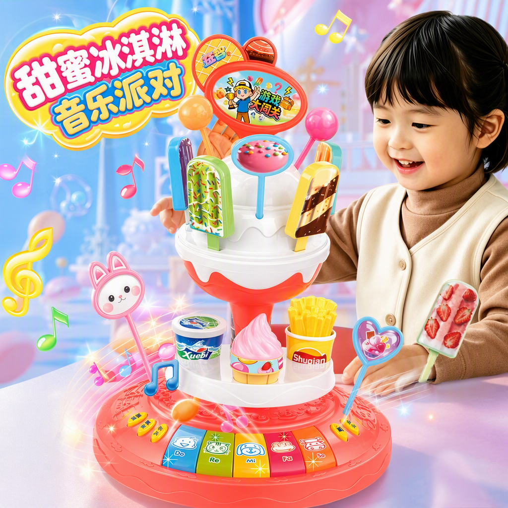 Colorful ice cream-shaped toy table, children's fun assembly creative toys, early childhood education and intelligence toy table Specification image