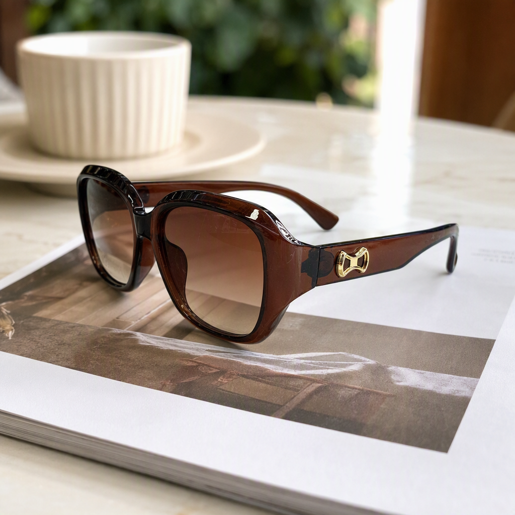 Fashionable and versatile polarized sunglasses, brown gradient lenses, UV-blocking polarized lenses, trendy sunglasses for men and women details Picture