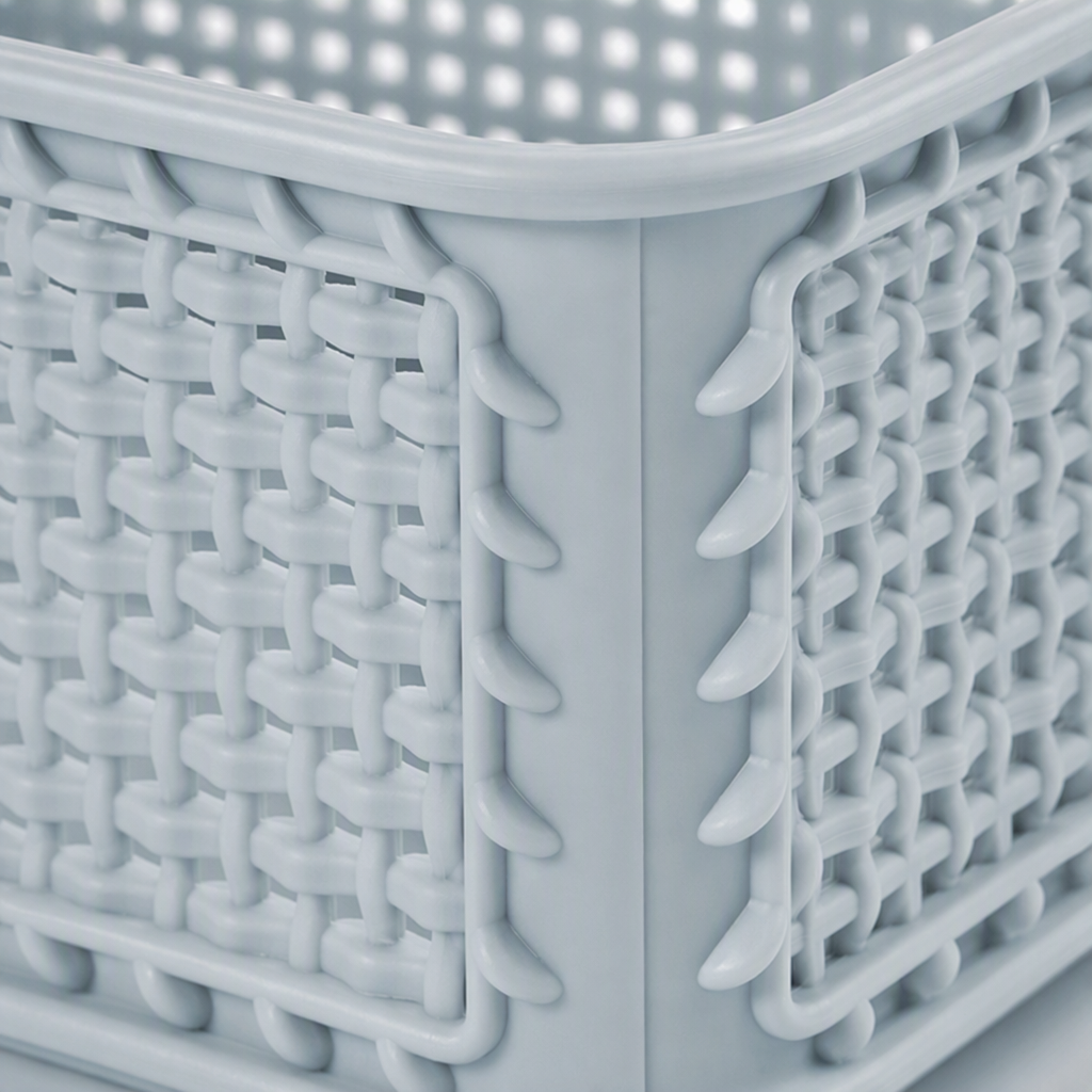 【CL】26Q3#5002 light grey hand-held plastic storage basket, multi-functional storage basket, home organization and storage box, made of bamboo, simple and practical Specification image