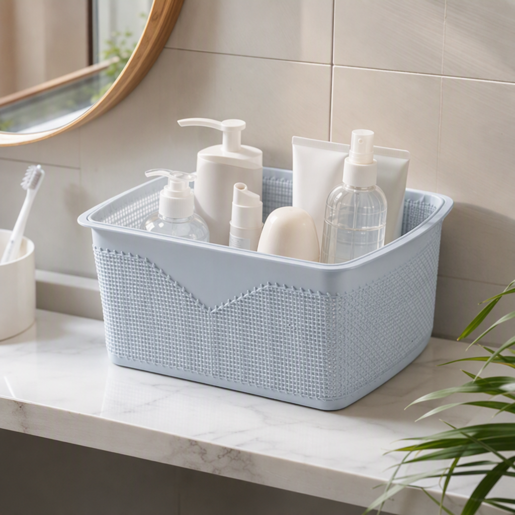 [CL] 26Q3#5008 cestas de almacenamiento de mano de plástico gris claro multifuncional cestas de almacenamiento caseras cajas de almacenamiento de bambú cestas de plástico cestas de almacenamiento details Picture