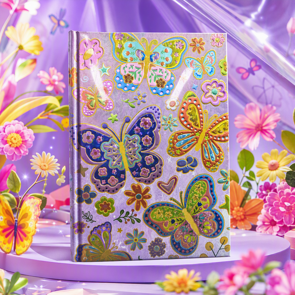 Colorful butterfly and flower pattern creative notebooks, student notepads, office notebooks, and account books join hands Specification image