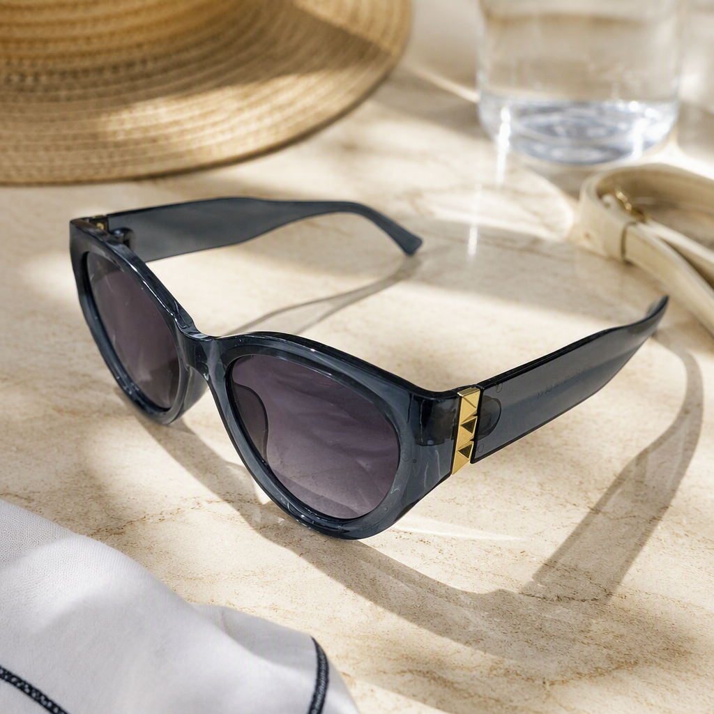 Fashionable dark grey cat-eye sunglasses, polarized and UV-resistant for women, trendy and versatile sunglasses for women details Picture