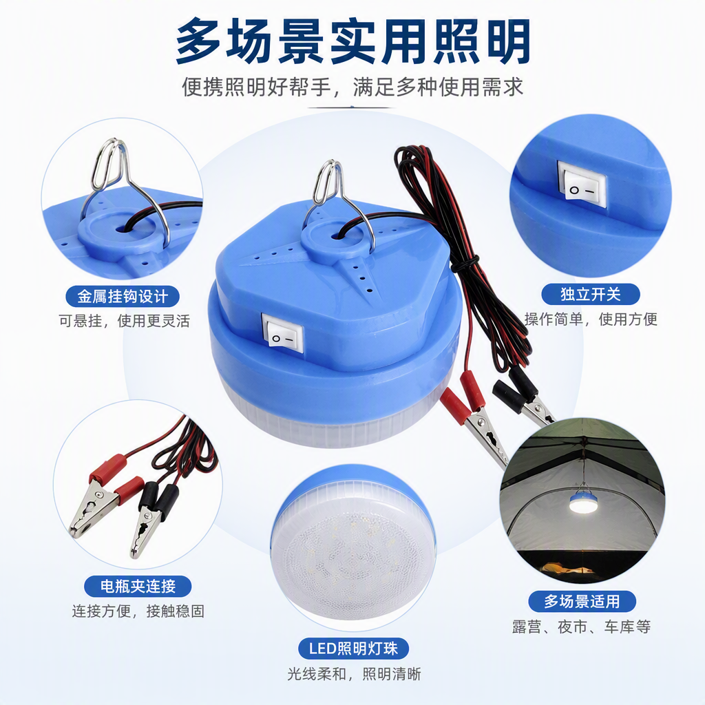 12V low-voltage LED bulb, energy-saving and environmentally friendly blue LED bulb, high-brightness household decorative lighting energy-saving bulb, energy-saving bulb