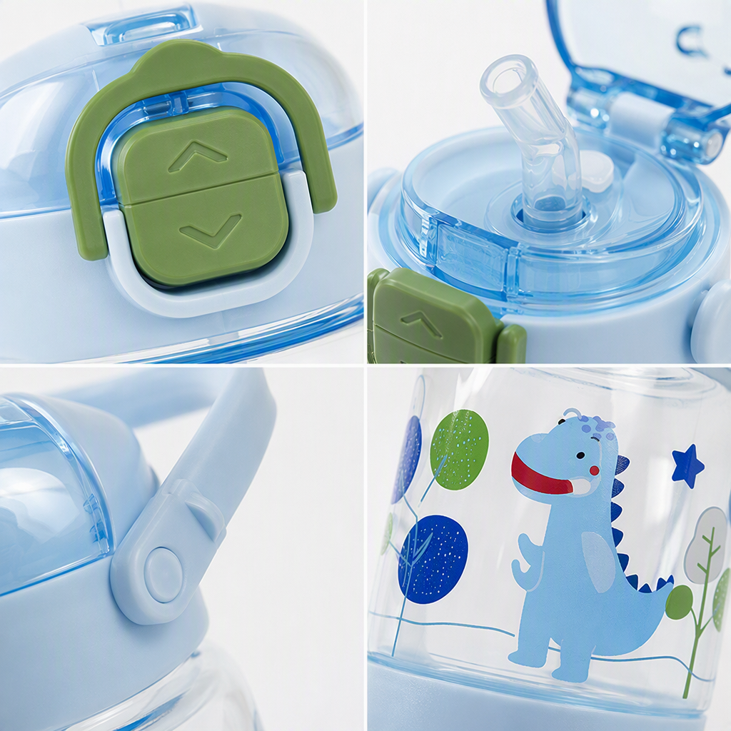[OSEO] 26Q3#XBD-2048 cute niños doble beber taza de agua de plástico portátil beber taza diseño a prueba de fugas colorido Specification image