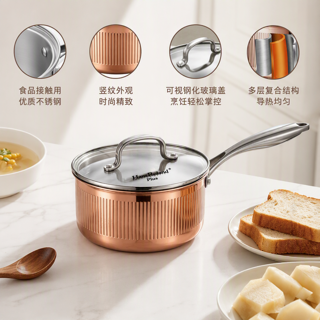 Multi-functional kitchenware set, household pot and pot combination, kitchen cookware and pot set, heat-resistant, durable and practical, silver model HRS1129-2 Specification image