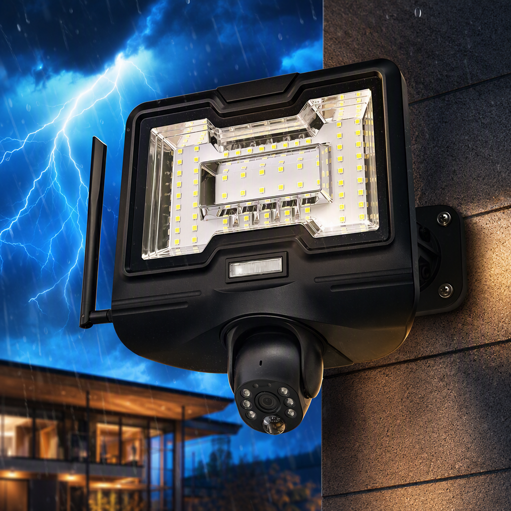 Dupson black solar floodlight strip camera, outdoor waterproof monitoring, night scene lighting, intelligent security equipment, two-way voice, WIFI/4G high-definition camera Specification image