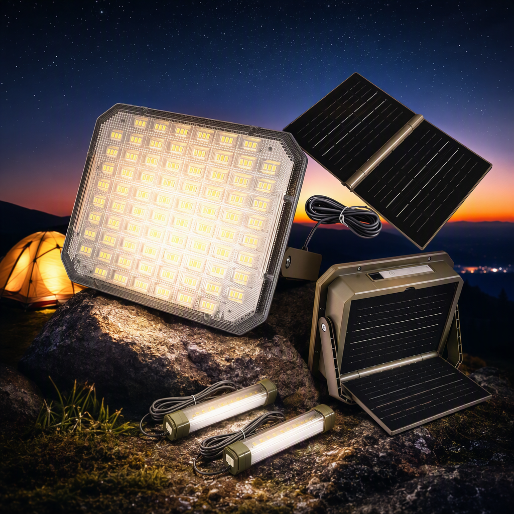 Solar-powered high-brightness LED floodlight body, outdoor courtyard waterproof, energy-saving and environmentally friendly lighting fixture, equipped with 2 low-voltage tubes Specification image