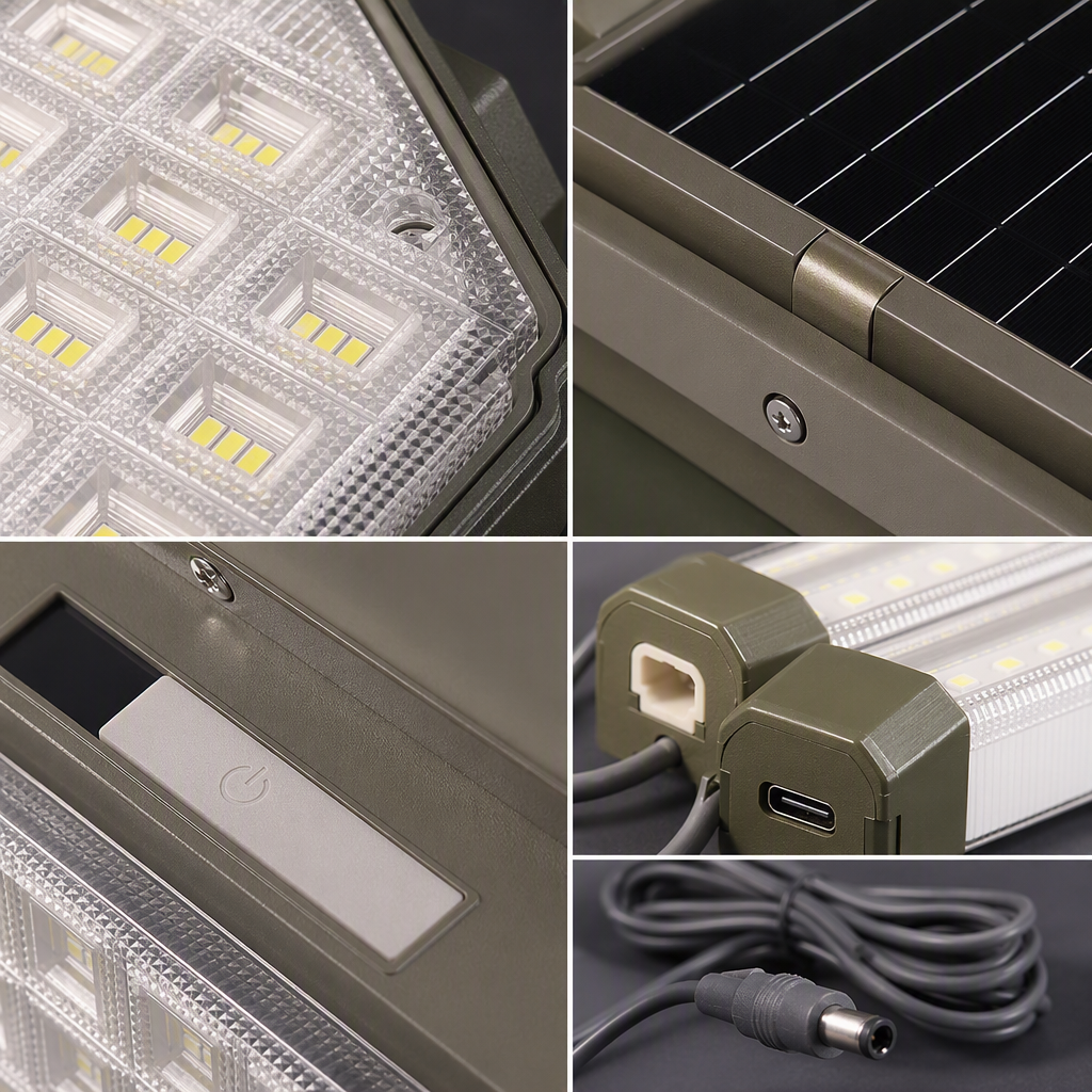Solar-powered high-brightness LED floodlight body, outdoor courtyard waterproof, energy-saving and environmentally friendly lighting fixture, equipped with 2 low-voltage tubes Application Scenario