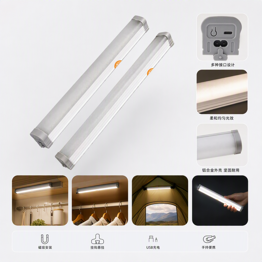AC/DC universal LED emergency lighting tubes, transparent starry sky covers, white emergency tubes, two long strips, 30 cm and 50 cm grid covers, gray covers, modern living room lighting backup lights