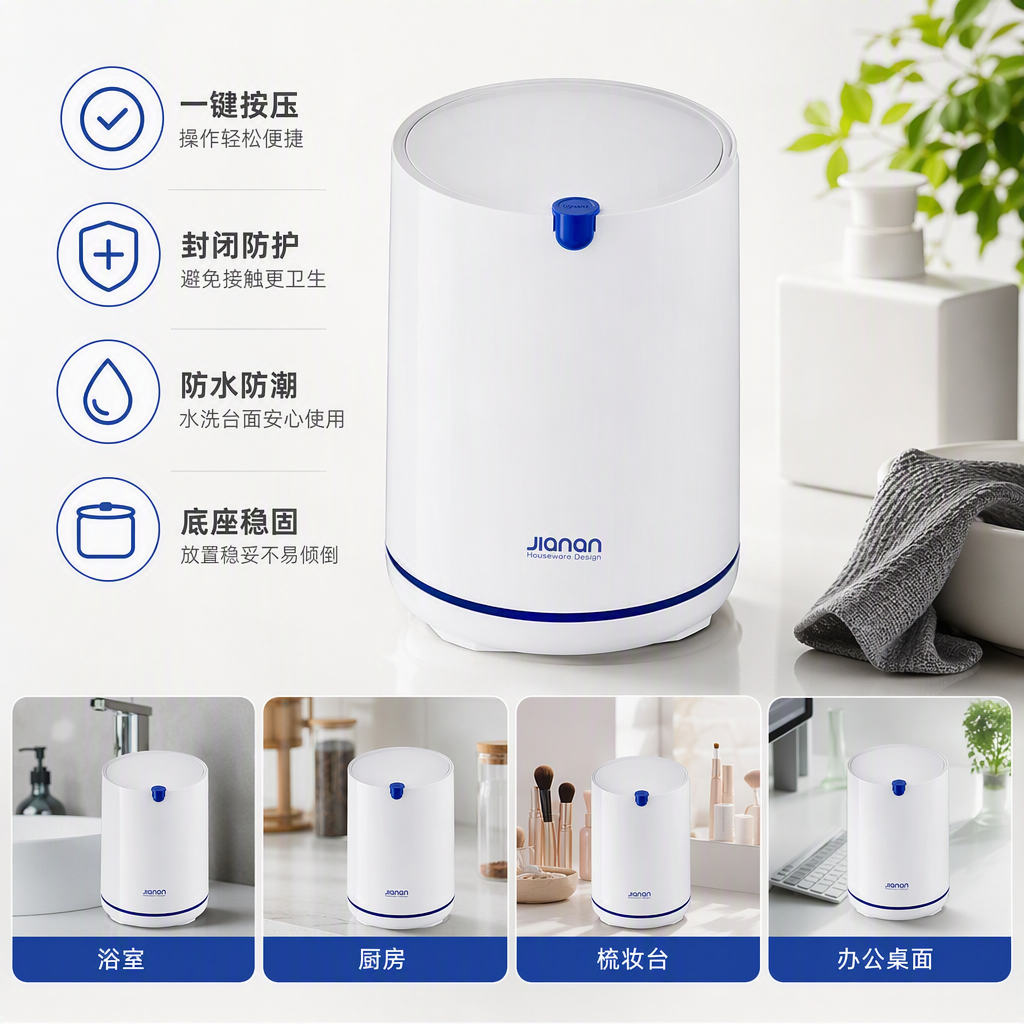 【CL】 26Q3#3601 White cylindrical intelligent medical multi-functional trash can for environmental sanitation, environmental sanitation bucket container storage supplies