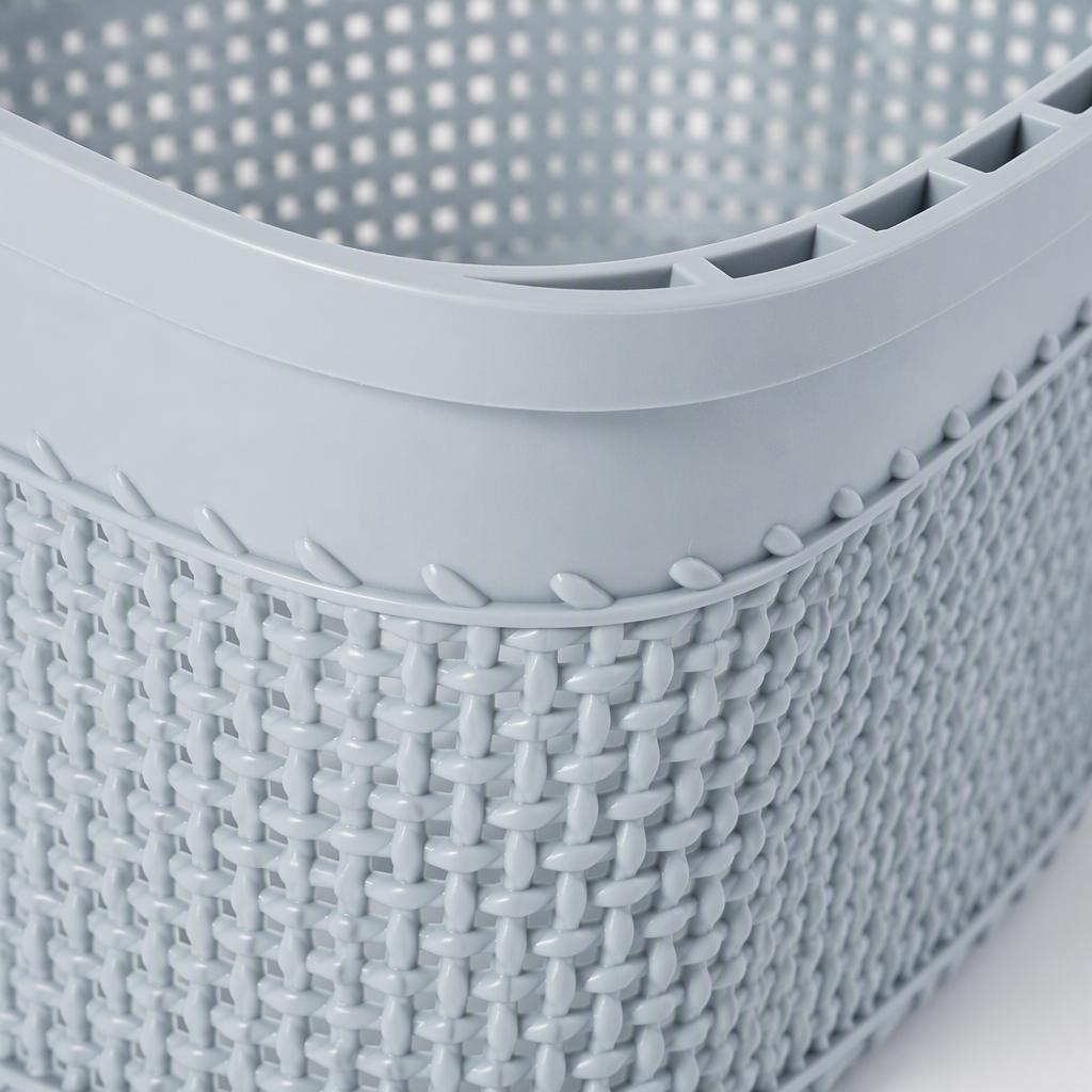 【CL】26Q3#5007 Light blue portable plastic storage basket, multi-functional storage basket, home organizing and storage box, bamboo vegetable basket, plastic basket, storage basket Specification image