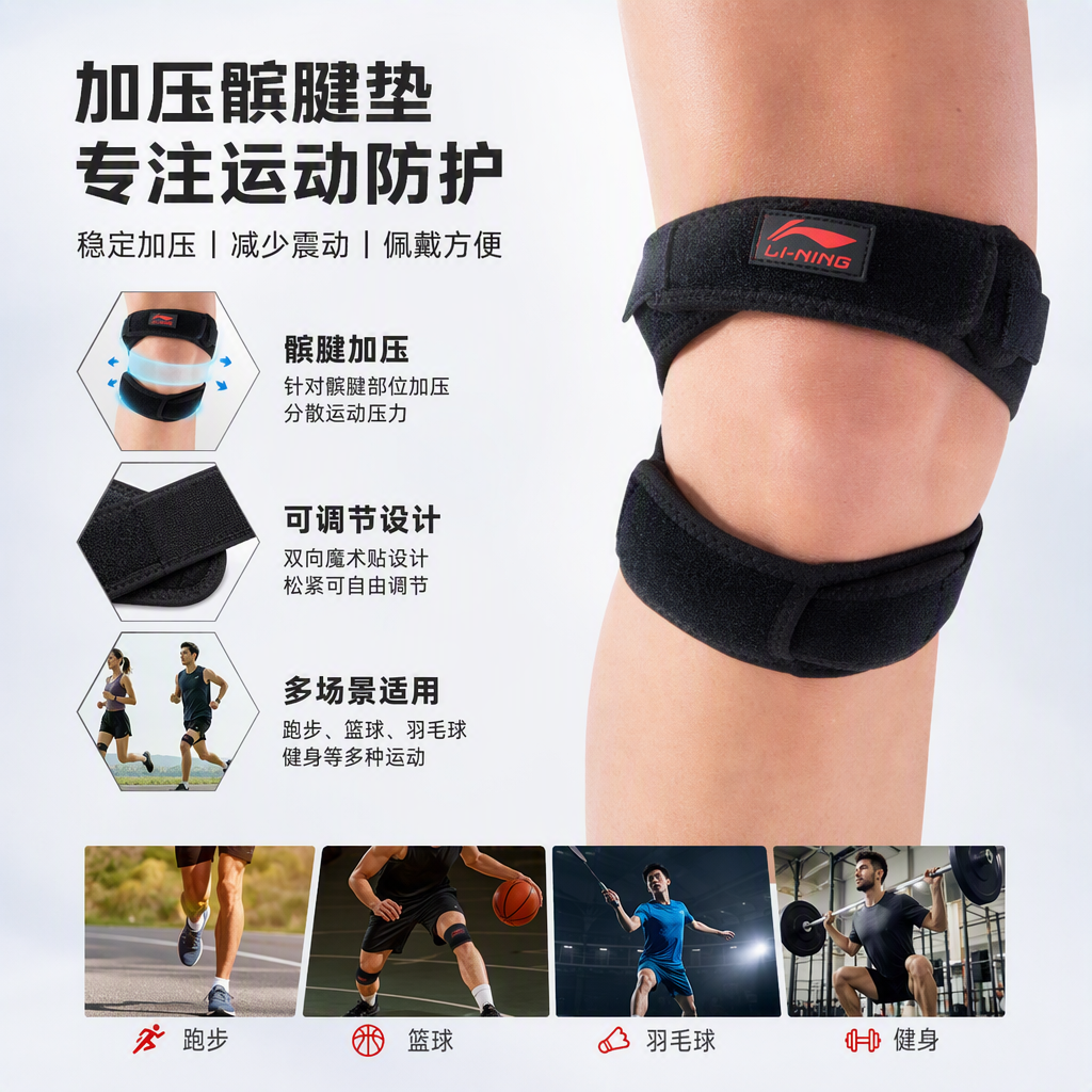 AQAH256-1专业运动护膝护具弹性加厚透气运动保护膝盖男女通用详情2