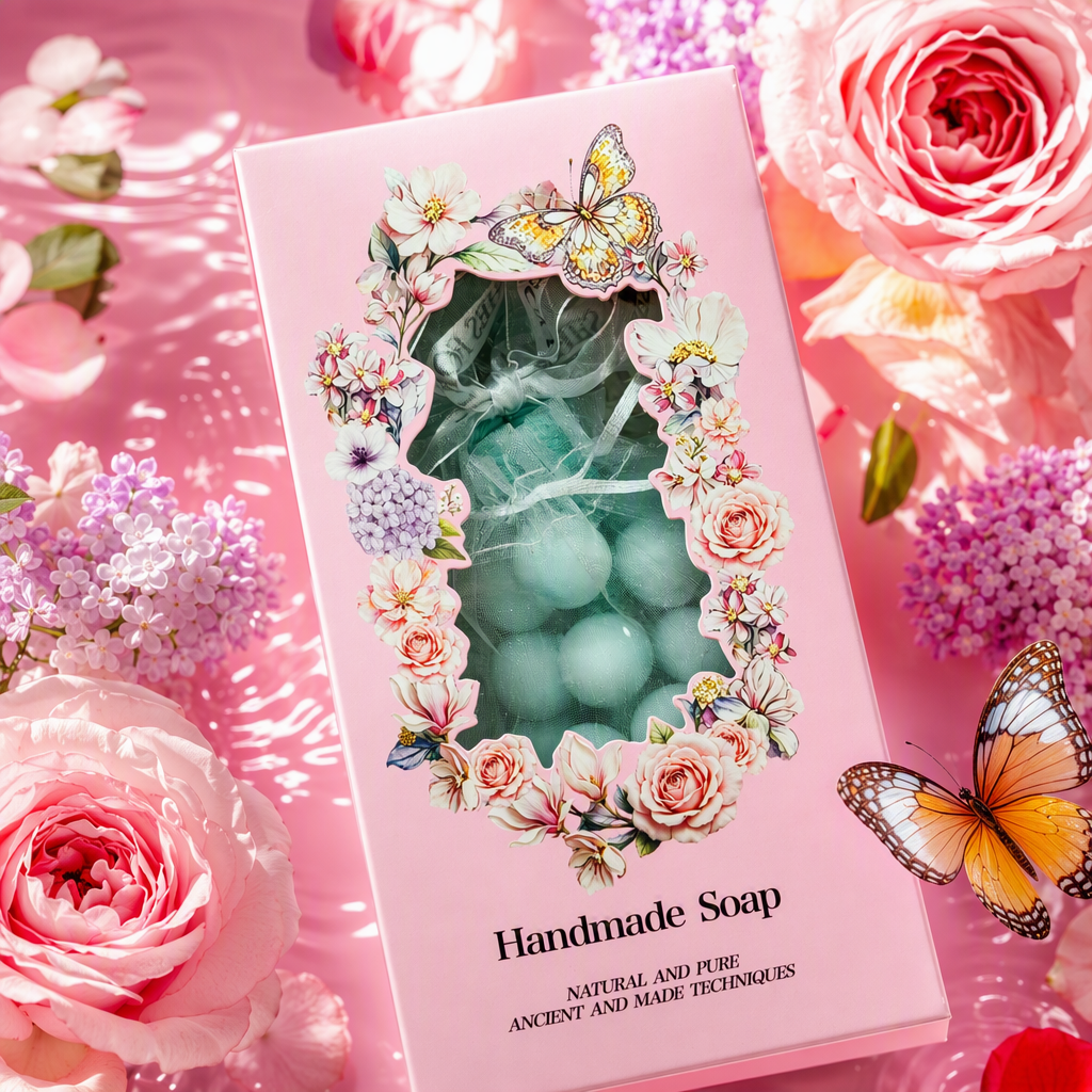 Cross-border bestseller 200g Grape bunch Handmade soap, Half Mu Flower Field Fresh Floral Fragrance with gift box, bubblenet souvenir SOAP