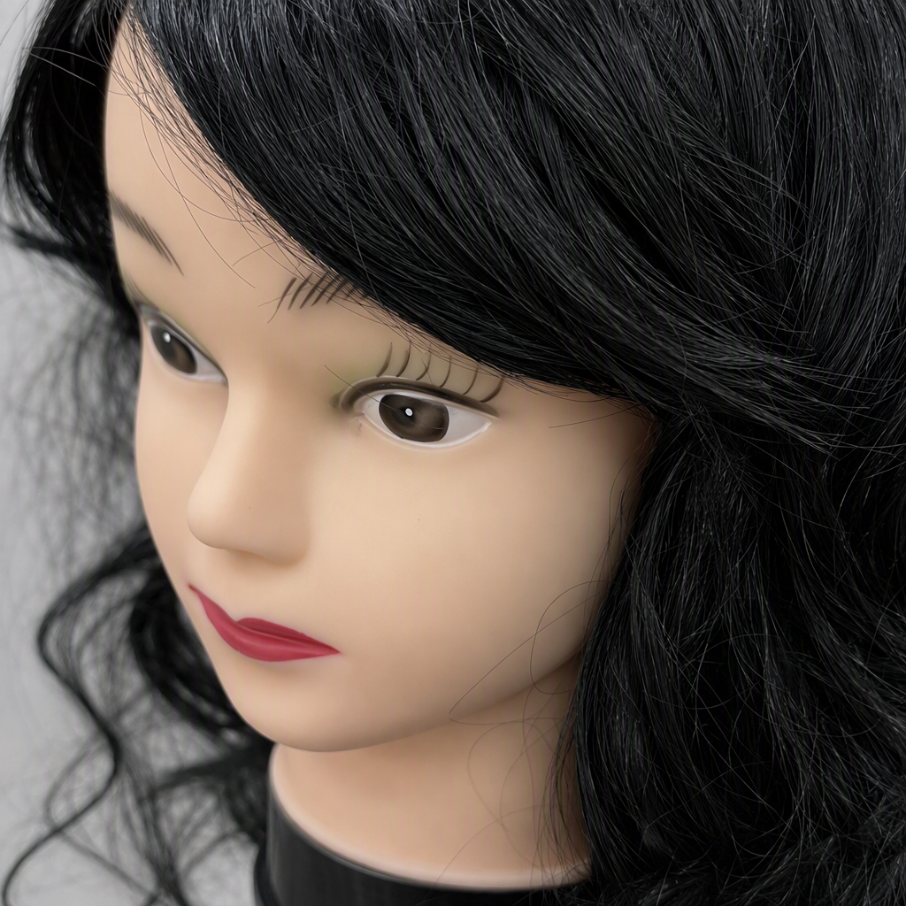 Professional black curly hair dummy head model beauty makeup practice hairstyle display supplies Application Scenario