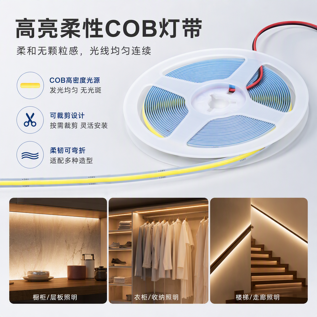 220V high-voltage LED light strips, 10 meters per roll, for household, factory, hotel, storefront decoration lighting, festival atmosphere lighting products