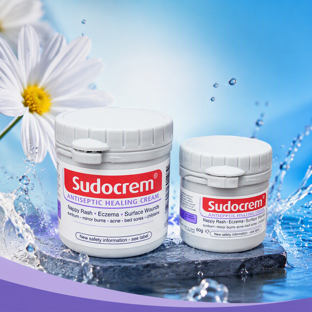 白色罐装 Sudocrem 护臀膏，含大中小两款规格细节图