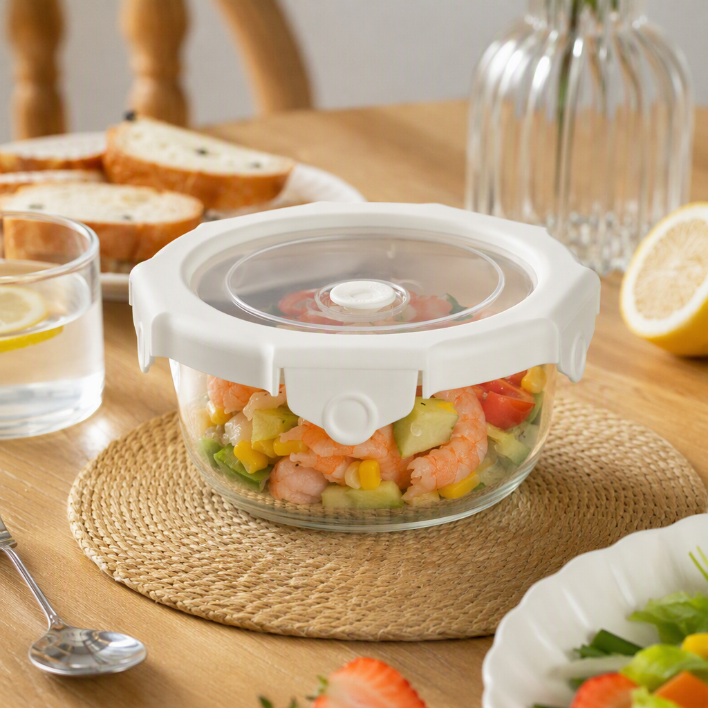 【CL】26Q3#1672 Glass fresh-keeping lunch box, instant noodle bowl, portable tableware, student lunch box, durable multi-functional lunch box details Picture