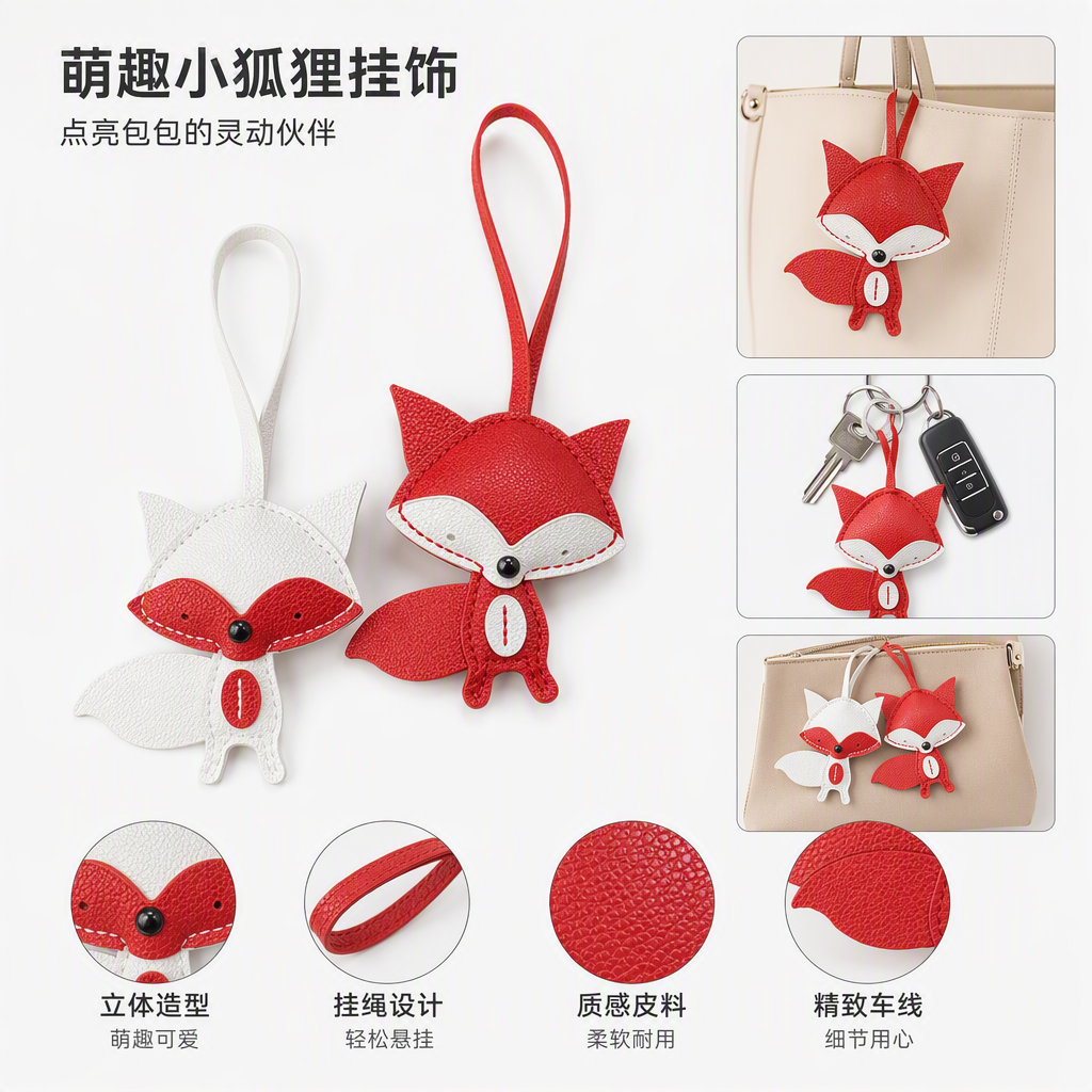 Red and white leather small fish pendant, handcrafted, creative, personalized and trendy gift decoration