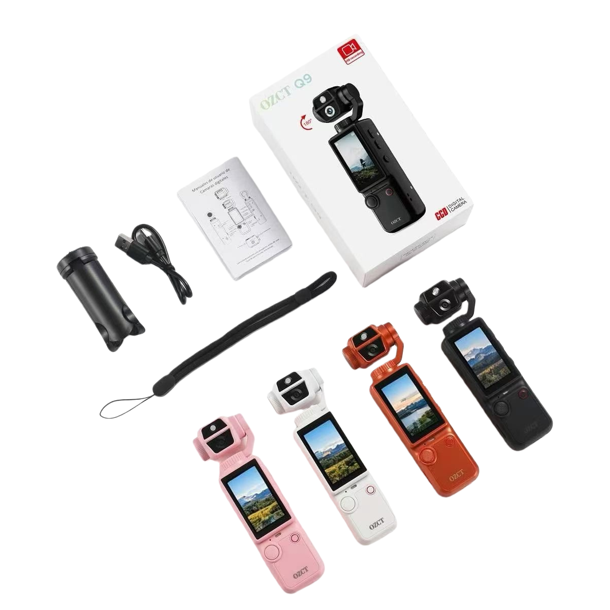 Multi-functional color handheld pan-tilt camera, high-definition video recording, selfie, live streaming, stable anti-shake portable device Item Picture