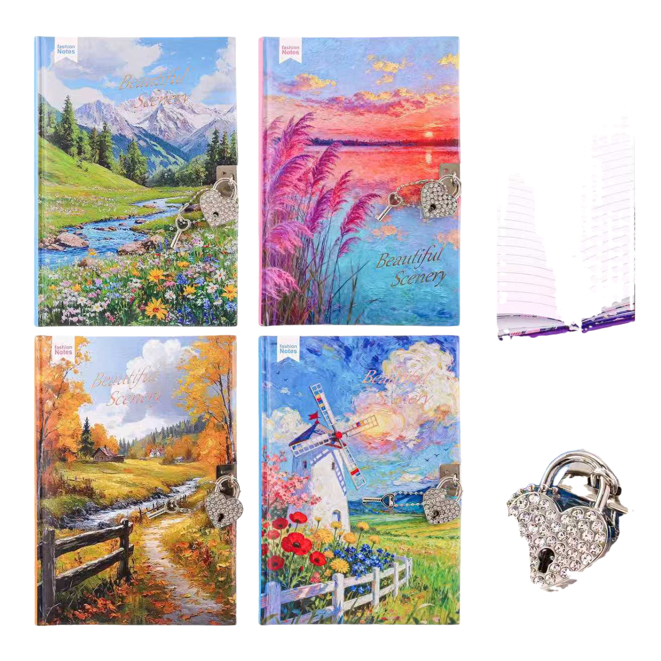 Colorful landscape cover creative notebook, student planner, notepad, office notebook, portable notebook Item Picture