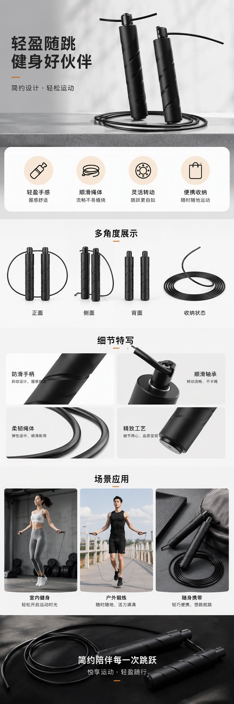 0052多功能轻便耐用跳绳训练钢丝跳绳详情1