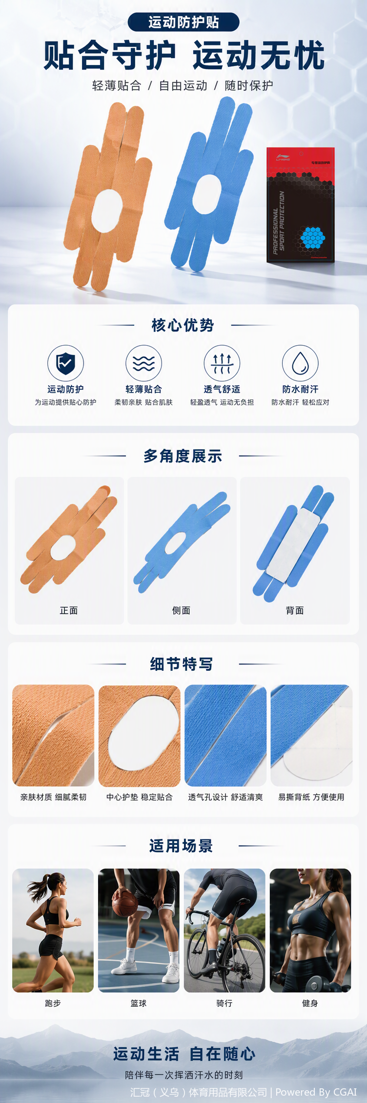 LQAL105膝部肌内效布贴详情1