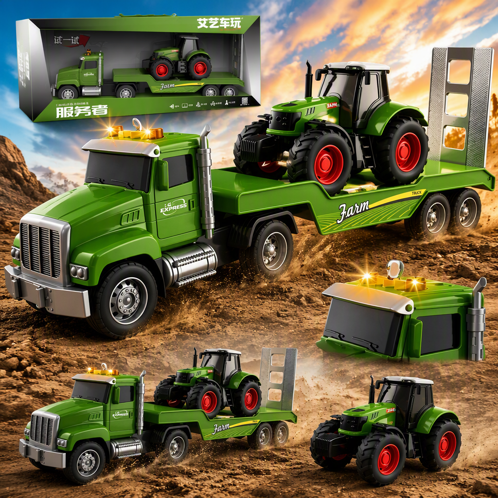Eco-friendly children's toy trailer, vehicle-mounted green tractor, farm simulation game accessories, children's gifts Specification image
