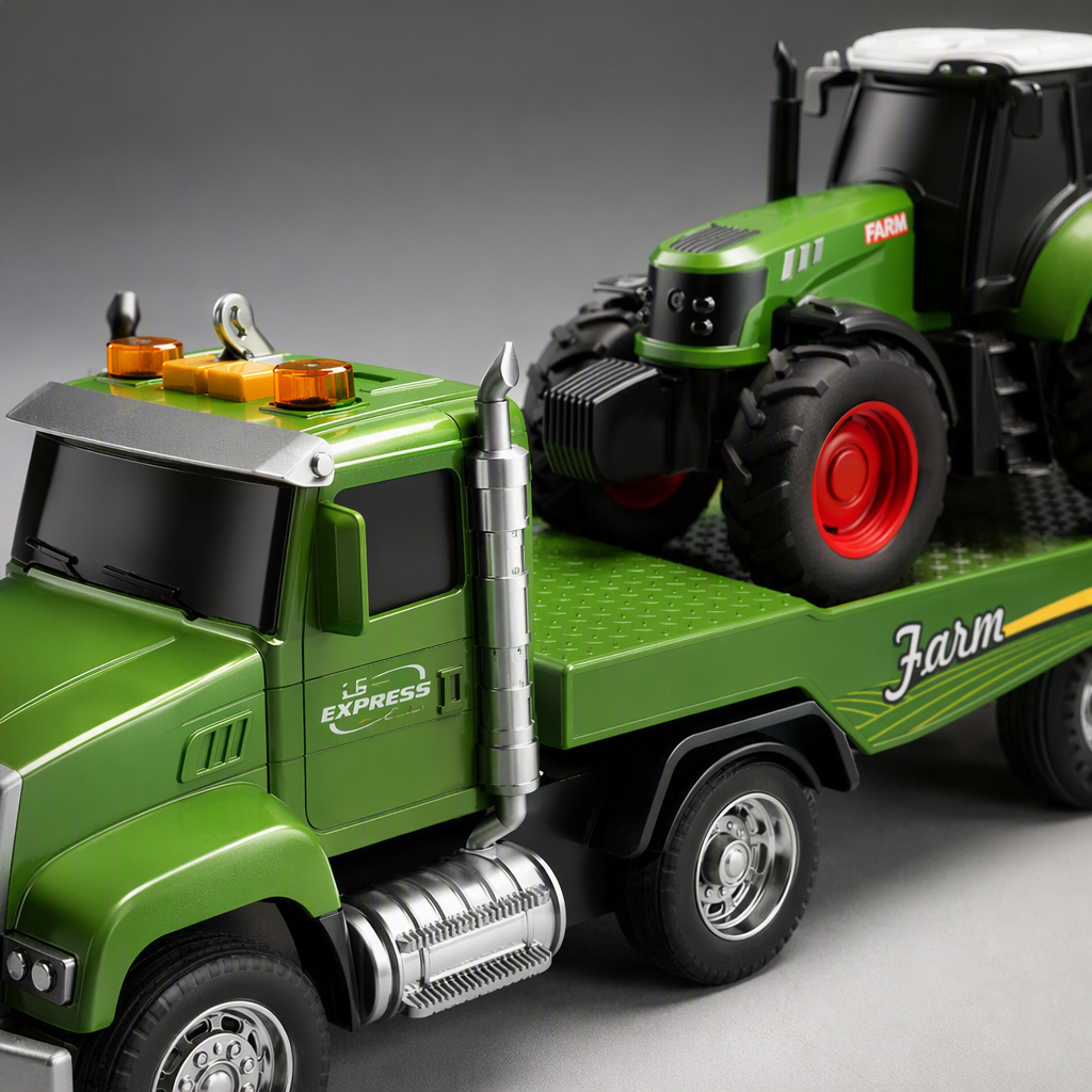 Eco-friendly children's toy trailer, vehicle-mounted green tractor, farm simulation game accessories, children's gifts Application Scenario