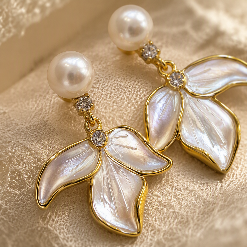 White jewelry storage box, pearl leaf-shaped earrings, simple, elegant and fashionable accessory gift box Application Scenario
