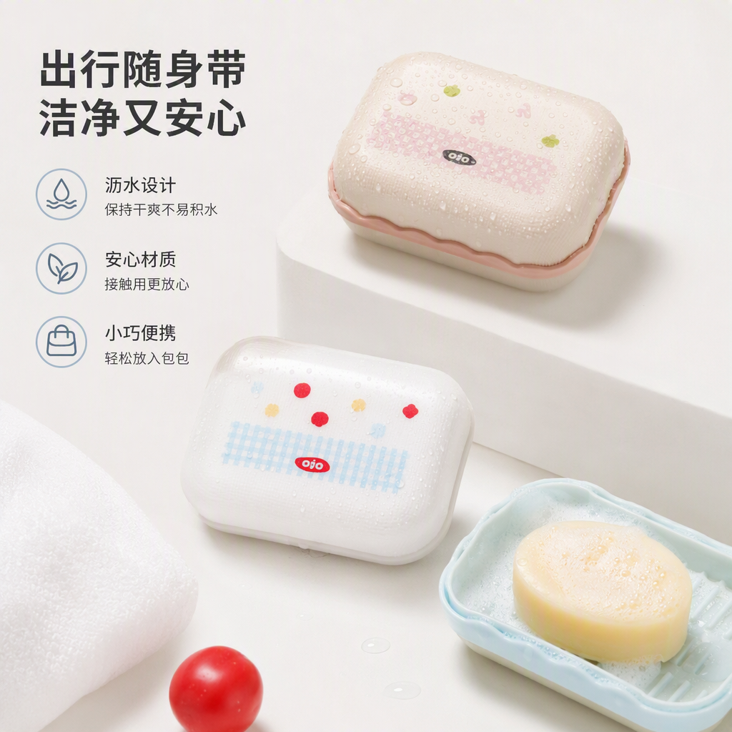 【CL】26Q1#7012 Color cartoon suction Cup Soap box, soap draining tray, ceramic soap rack, multi-functional waterproof storage box, household bathroom products