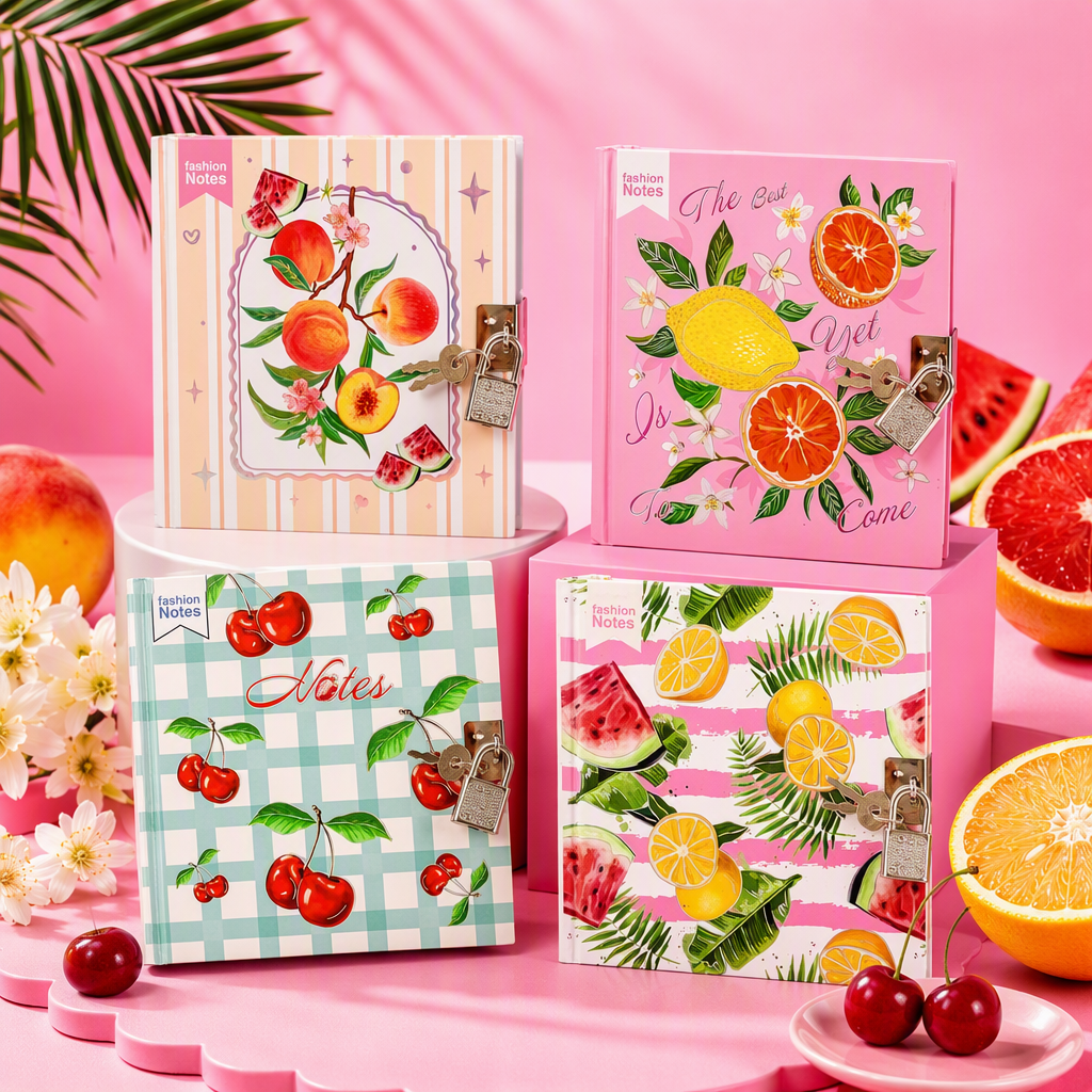 Colorido tema de frutas con cerradura organizador portátil para estudiantes oficina creativa libro de mano lindo libro Specification image