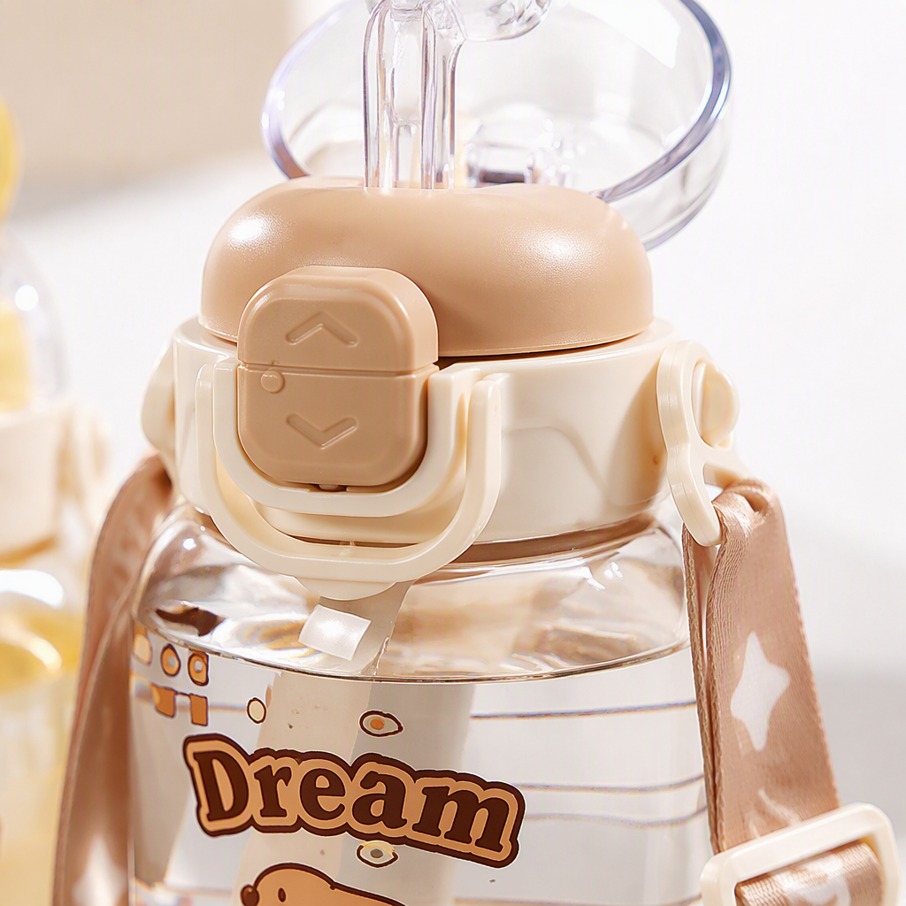 [OSEO] 26Q3#XBD-2075 cute niños doble beber taza de agua de plástico colorido portátil beber taza de agua estudiante bebé botella de agua Specification image