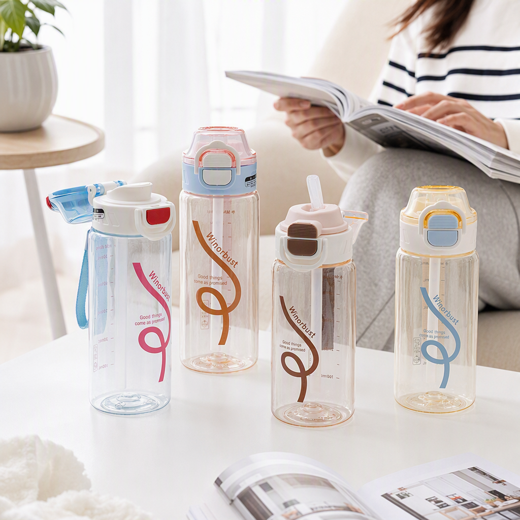 [OSEO] 26Q3#XBD-5929 dibujos animados doble beber taza de agua de plástico para niños lindo portátil beber taza de agua deportiva para estudiantes con gran capacidad