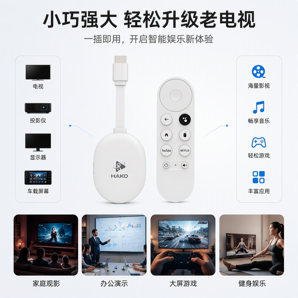 White screen projector with remote control, high-definition wireless multi-screen interactive portable projection device, suitable for home and office use