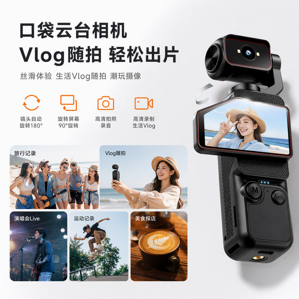 The three-color portable pocket camera set comes with a packaging box and a charging cable, making it a lightweight and portable shooting tool