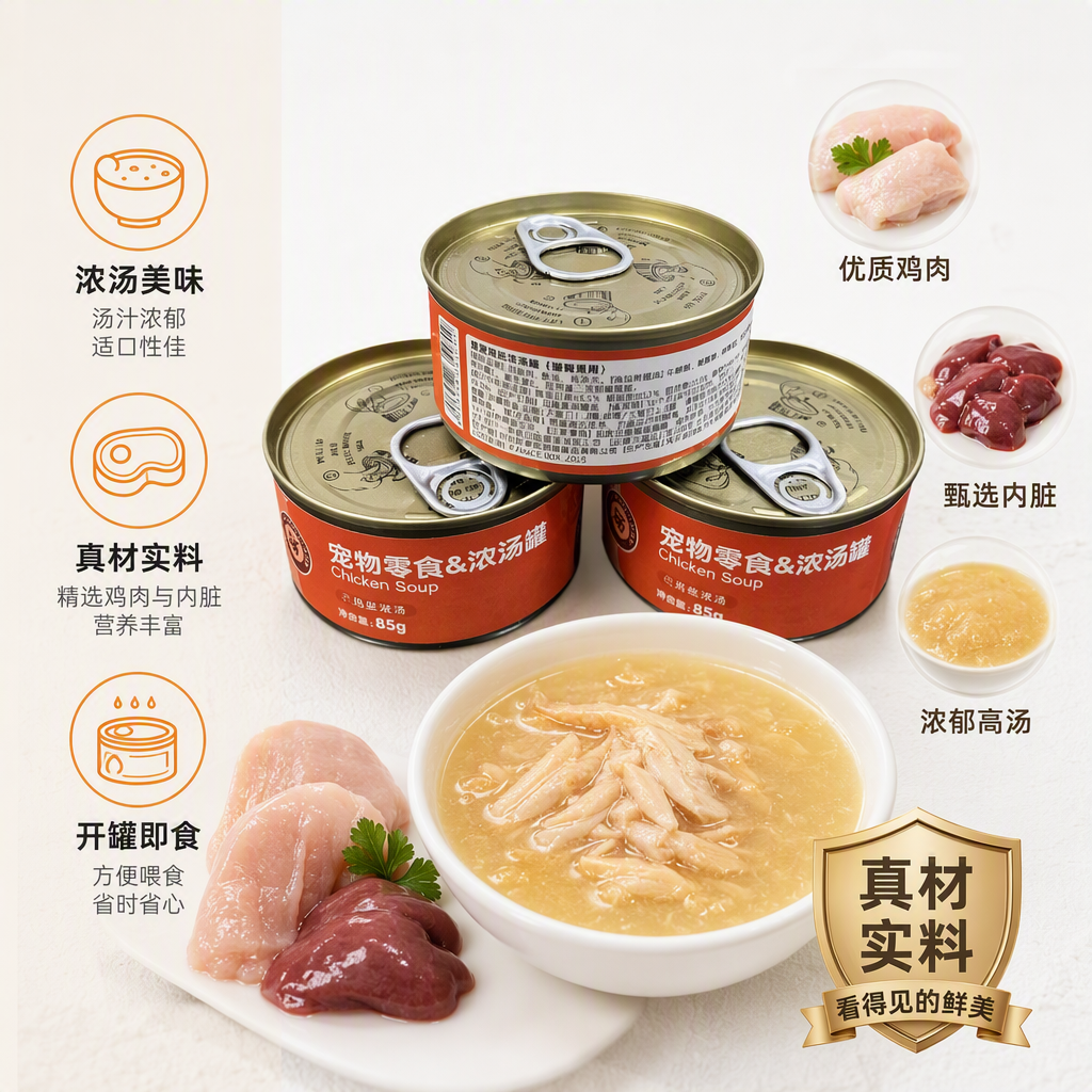Full-price main food cat canned food 85g, nutritious and hydrating mousse chicken, universal cat snack canned food cat strips for kittens Specification image