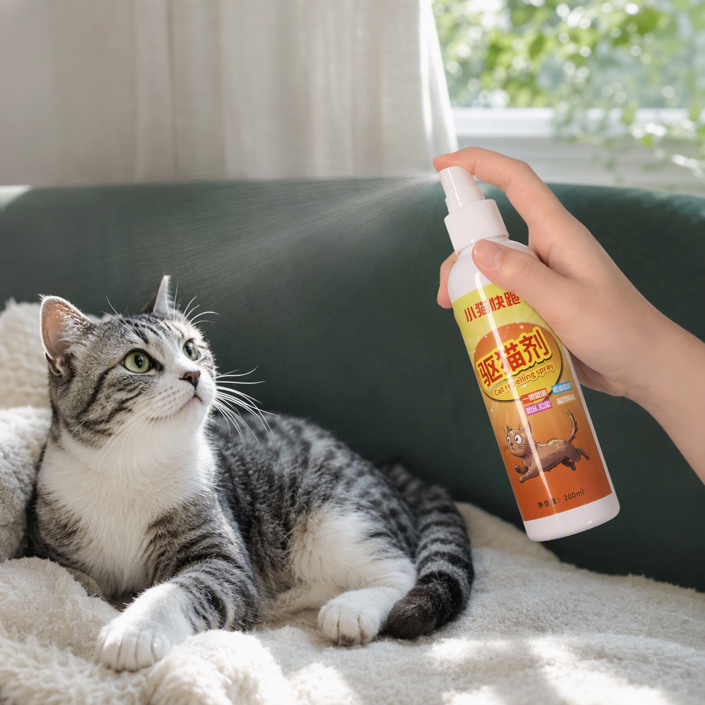 White spray bottle cat repellent, pet repelling spray to prevent scratching, household items to remove cat sticking, pet accessories details Picture
