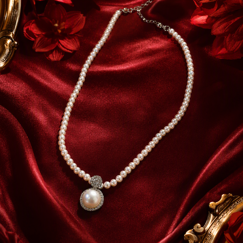 Elegant white pearl necklace, fashionable, simple and versatile, a classic jewelry accessory for gifting Specification image