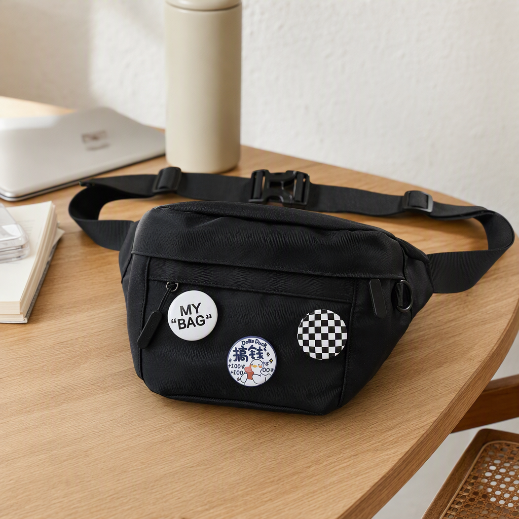 A multi-functional fashionable casual waist bag, a versatile crossbody bag for both men and women's sports trends details Picture