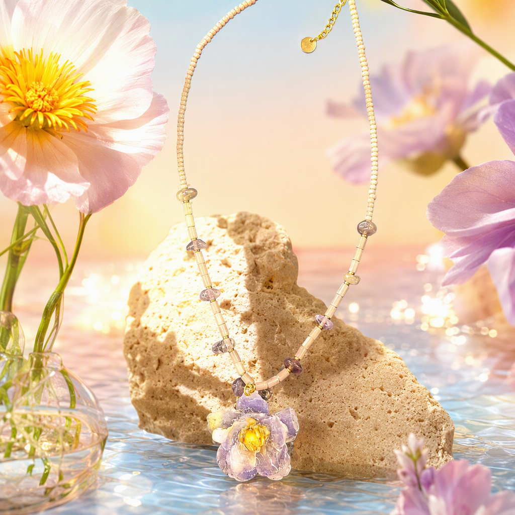 Elegante flor púrpura colgante collar moda versátil lady accesorios regalo para novia Specification image