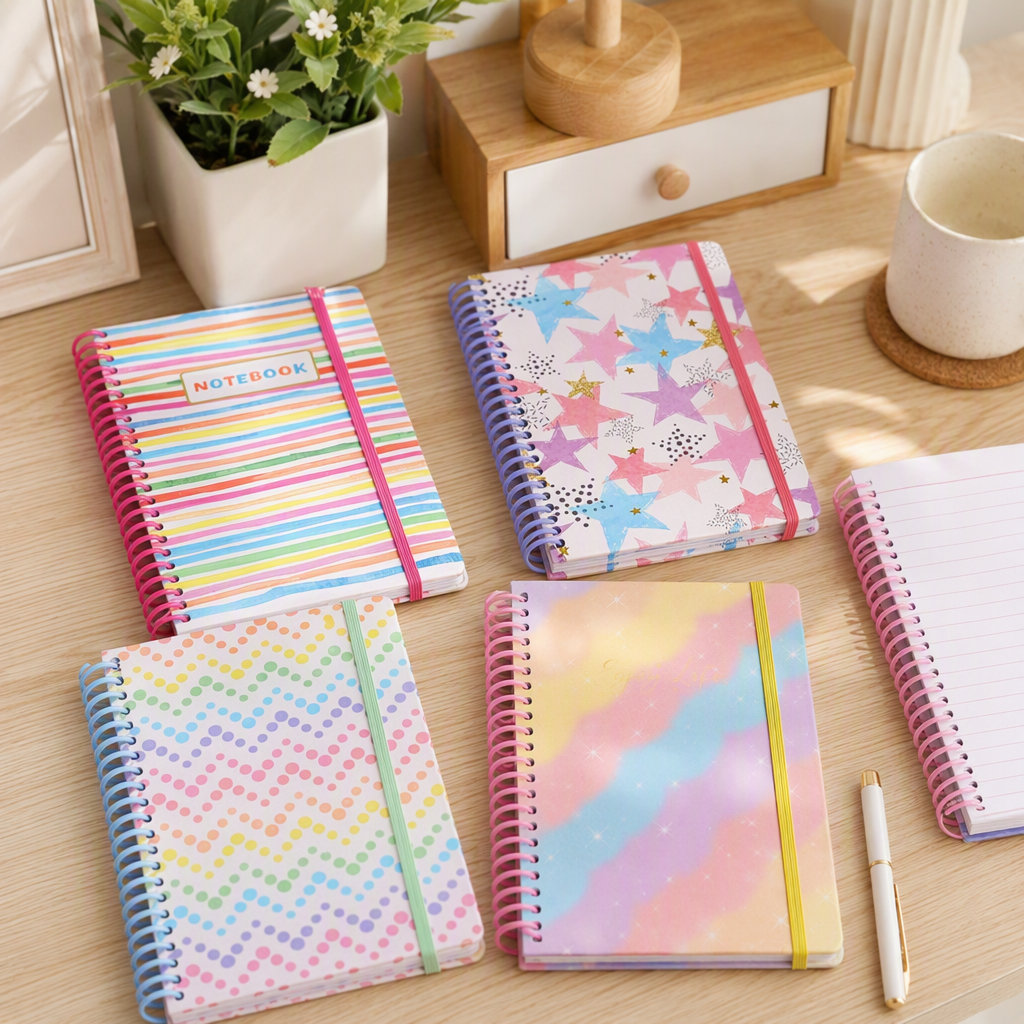 Colorful spiral binding notebook, student notebook, creative hand-held notebook, office notebook, student style details Picture