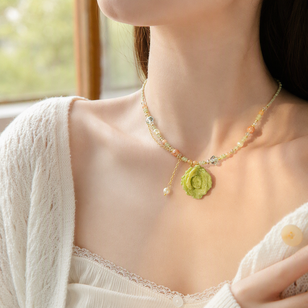 Moda verde flor colgante collar mujer versión coreana simple y versátil tendencia accesorios regalos details Picture