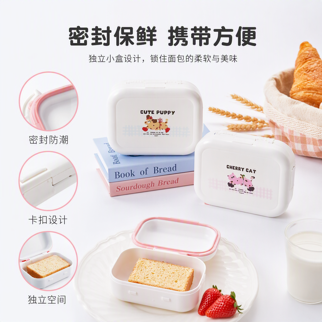 【CL】26Q1#6968 Five-compartment bento Box, fresh-keeping lunch box, multi-functional instant noodle bowl, student portable tableware, white version