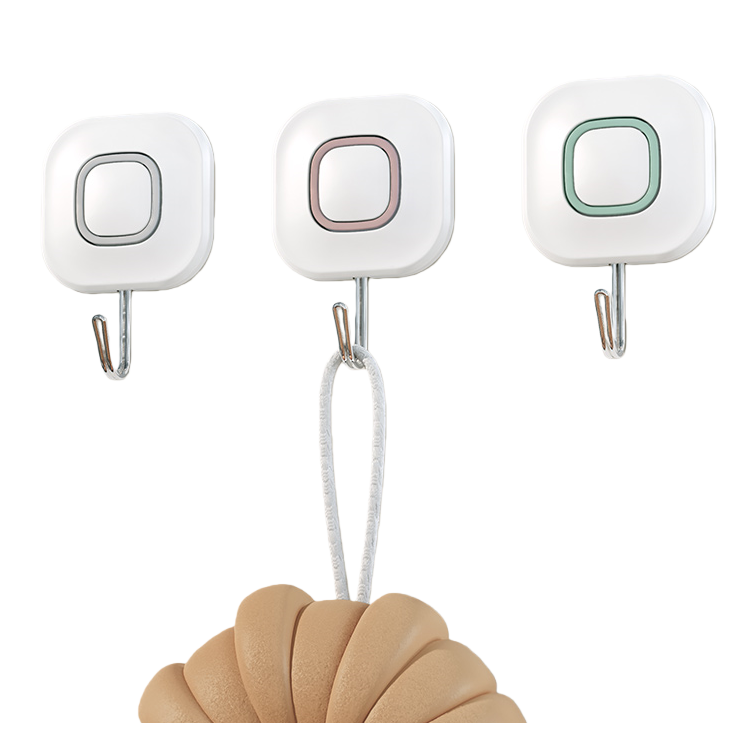 【CL】26Q2#57694 White square three-piece set hook, seamless adhesive hook, multi-functional storage, decorative Christmas light hook, key hanger Application Scenario