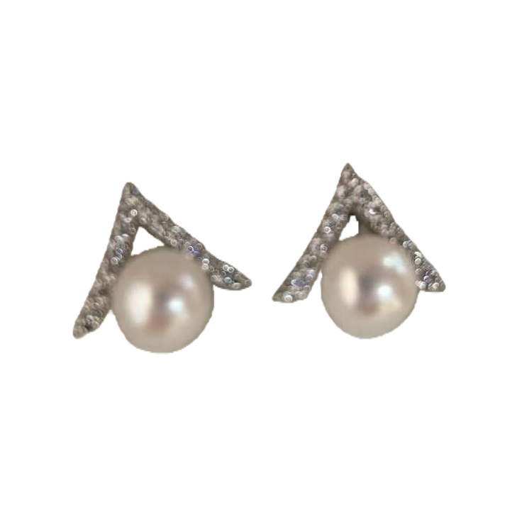 White stud box pearl and diamond earrings, simple and fashionable women's earrings gift box packaging with accessories Item Picture