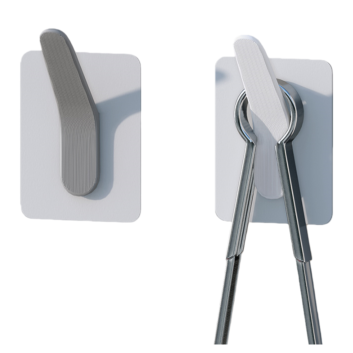 【CL】 26Q2#57719 Grey textured white metal clip, seamless double-sided adhesive hook, powerful magnetic hook, a multi-functional household storage wonder Application Scenario