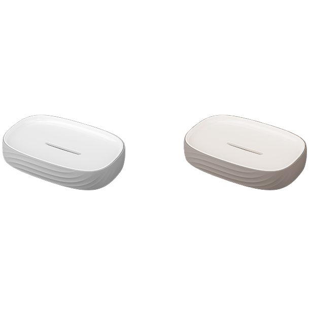 【CL】26Q2#58823 White wavy Ceramic soap box suction cup soap drain box Simple anti-slip hand soap rack storage supplies Application Scenario