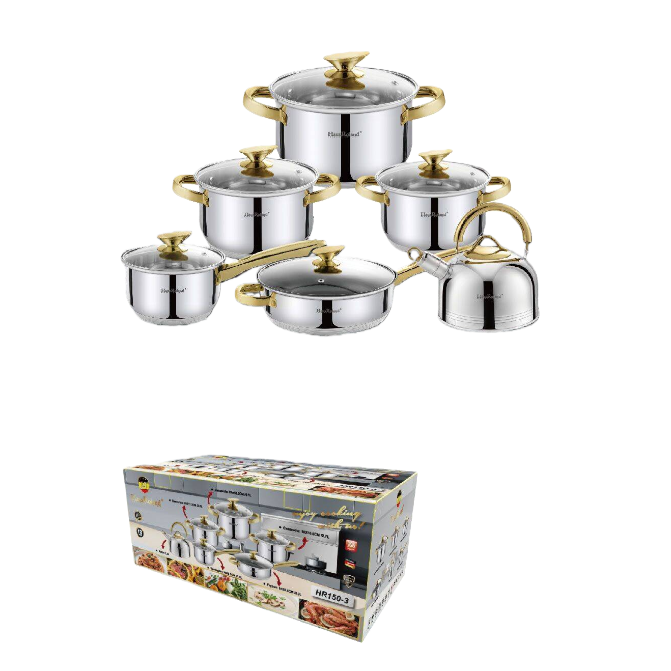 Multi-functional kitchen cookware set, household soup and stir-frying pot combination, durable and practical, daily necessities and kitchenware HR150-3